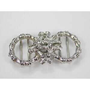 VTG MIMI di N 1974 Belt Buckle Bamboo Circles Silver Tone 70s Women's